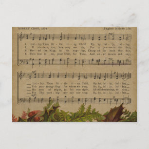Vintage Christmas Carol Music Sheet Holiday Postcard