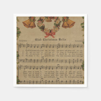 Vintage Christmas Carol Music Sheet Napkin