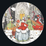 Vintage Christmas Caroler sticker<br><div class="desc">Perfect vintage sticker for your Christmas cards. Seal your envelopes with a bit of Holiday Cheer with these delightful antique Christmas seals.</div>