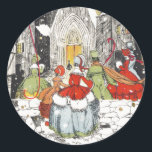 Vintage Christmas Caroler sticker<br><div class="desc">Perfect vintage sticker for your Christmas cards. Seal your envelopes with a bit of Holiday Cheer with these delightful antique Christmas seals.</div>