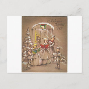 Vintage Christmas Carolers Holiday Postcard