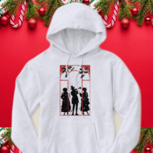 Vintage Christmas Carolers Silhouette Illustration Hoodie