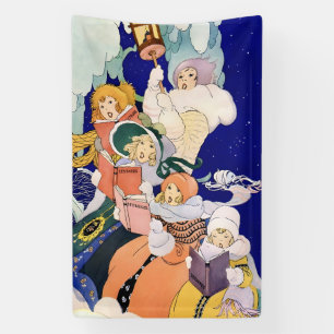 Vintage Christmas Carolers Under the Stars  Banner