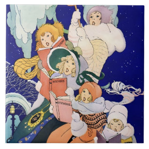Vintage Christmas Carolers Under the Stars  Ceramic Tile
