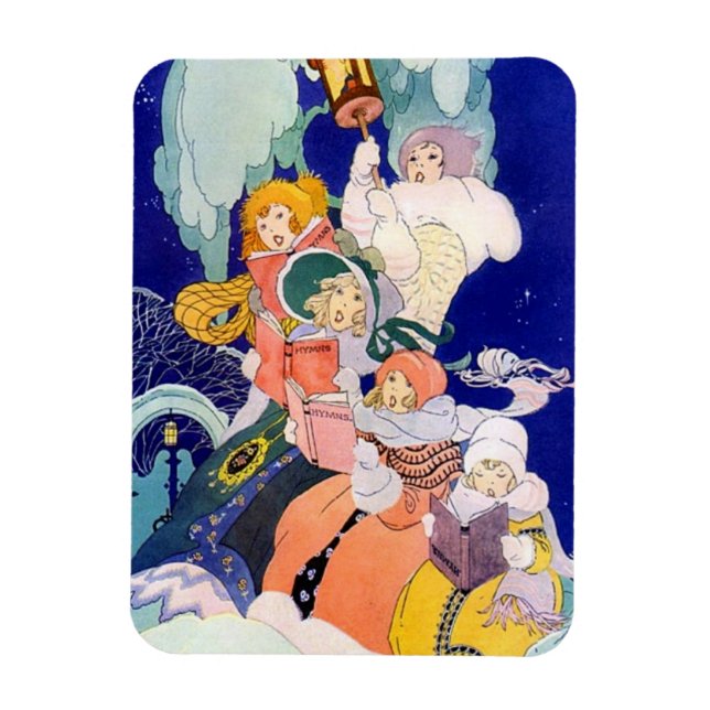 Vintage Christmas Carolers Under the Stars Magnet (Vertical)