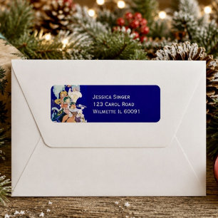 Vintage Christmas Carolers Under the Stars Return Address Label