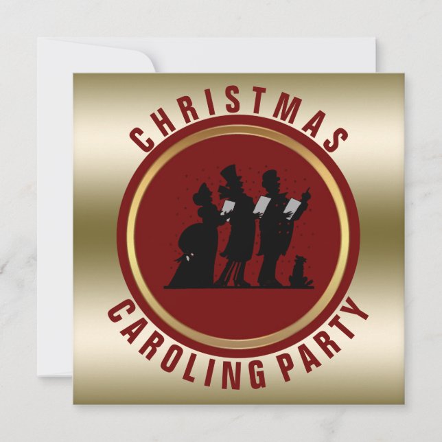 Vintage Christmas Carols Holiday Party | Gold Red Invitation (Front)