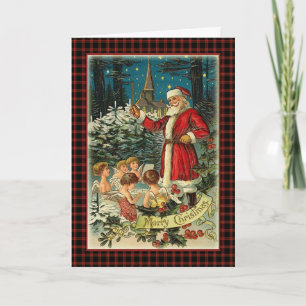 Vintage Christmas carols, Santa  and Angels Card