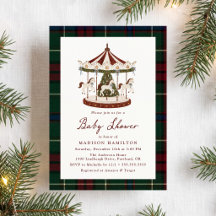 Vintage Christmas Carousel Tartan Baby Shower
