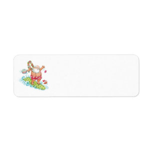 Vintage Christmas Cartoon Surfing Santa Claus Return Address Label