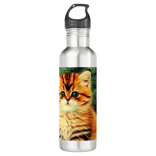 Vintage Christmas Cat 710 Ml Water Bottle (Front)