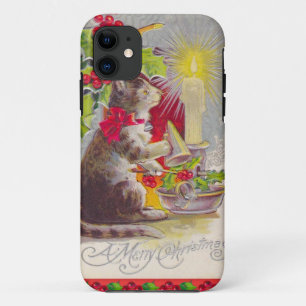 Vintage Christmas, Cat among decorations iPhone 11 Case