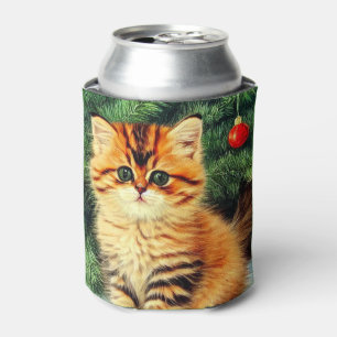 Vintage Christmas Cat Can Cooler
