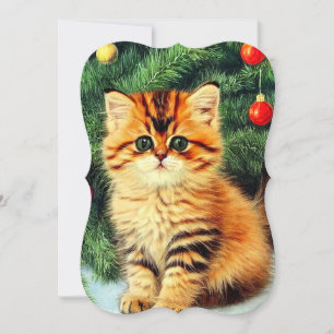 Vintage Christmas Cat Card