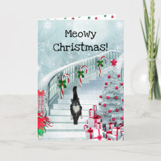 Vintage Christmas Cat Holiday Card