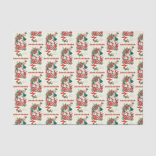 Vintage Christmas cat Holiday party tissue Paper
