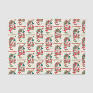 Vintage Christmas cat Holiday party tissue Tissue Paper