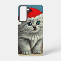 Vintage Christmas Cat in Santa Hat