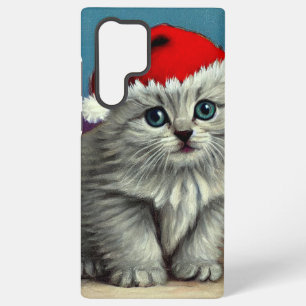 Vintage Christmas Cat in Santa Hat Samsung Galaxy Case