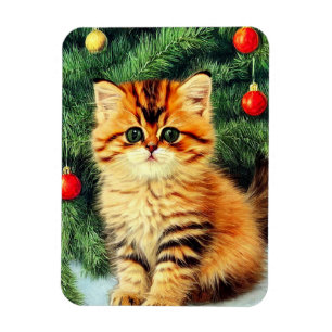 Vintage Christmas Cat Magnet