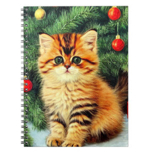 Vintage Christmas Cat Notebook