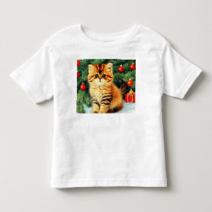 Vintage Christmas Cat Toddler T-Shirt