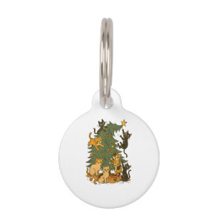Vintage Christmas Cats Design _ Funny Retro Holida Pet Tag