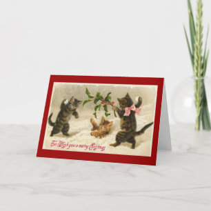 vintage christmas cats holiday card