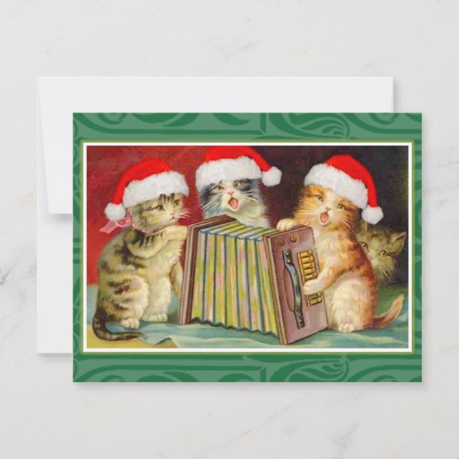 Vintage Christmas Cats Invitation (Front)