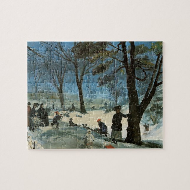 Vintage Christmas, Central Park in Winter Glackens Jigsaw Puzzle (Horizontal)
