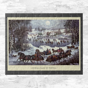 Vintage Christmas, Central Park in Winter Jigsaw Puzzle