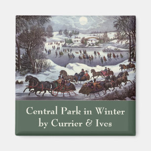 Vintage Christmas, Central Park in Winter Magnet