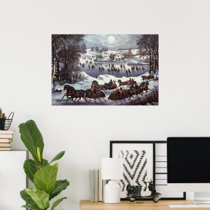 Vintage Christmas, Central Park in Winter Poster