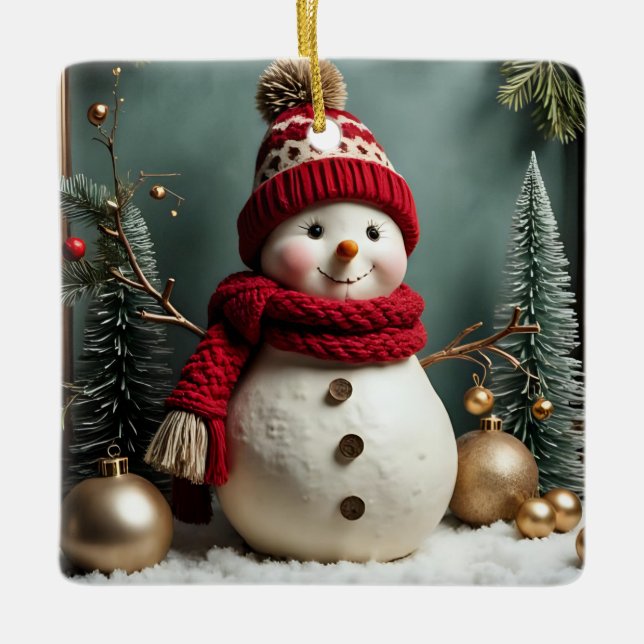 Vintage Christmas - Ceramic Ornament (Front)