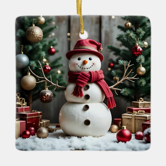 Vintage Christmas - Ceramic Square Ornament (Front)