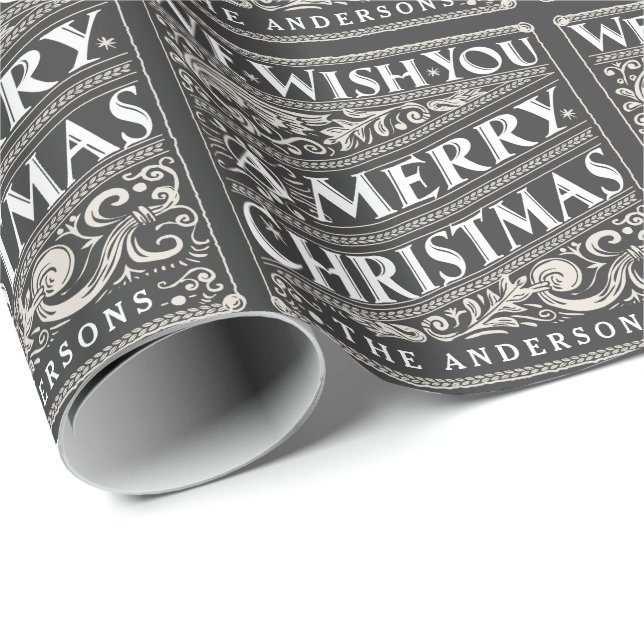 VINTAGE CHRISTMAS CHALKBOARD PERSONALIZED WRAPPING PAPER (Roll Corner)