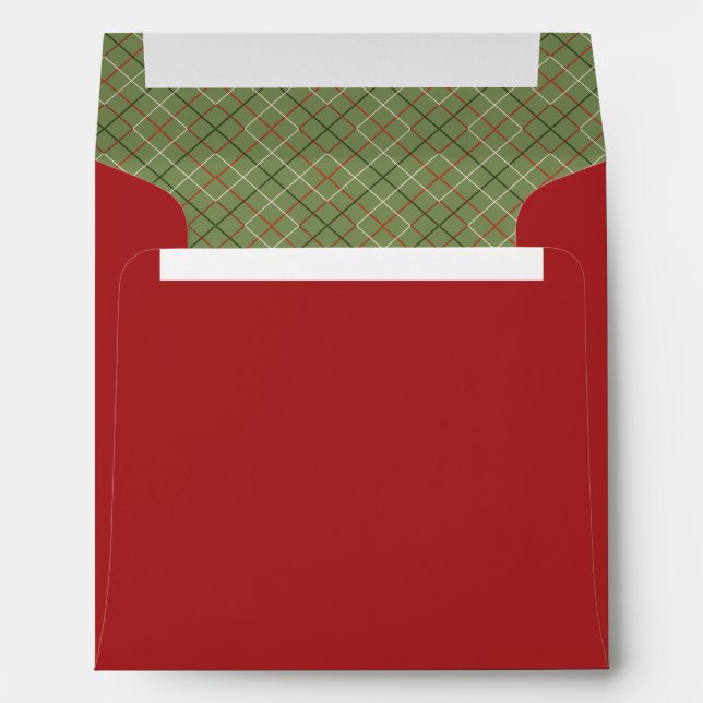Vintage Christmas Check Pattern Square Envelope (Back (Bottom))