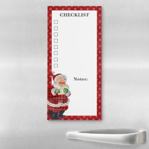 Vintage Christmas Checklist Santa Claus Custom Magnetic Notepad