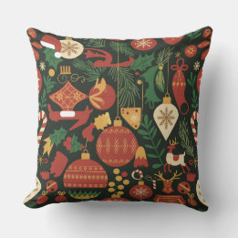 Vintage Christmas Cheer Pattern  Cushion
