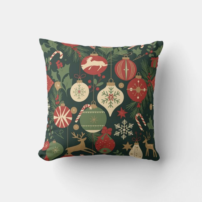 Vintage Christmas Cheer Pattern Cushion (Front)