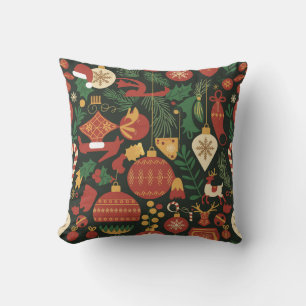 Vintage Christmas Cheer Pattern Cushion