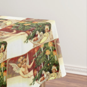 Vintage Christmas Cherub Tablecloth