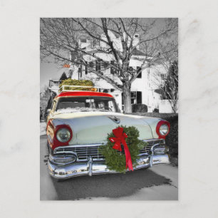 Vintage Christmas Chevy Holiday Postcard