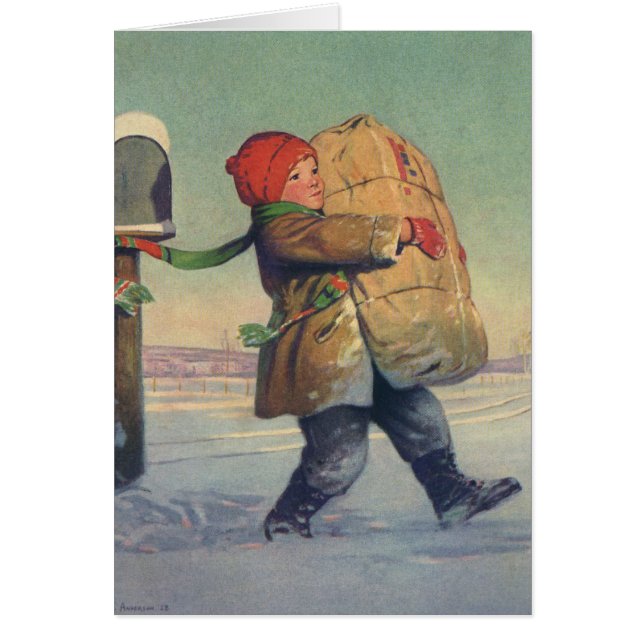 Vintage Christmas, Child with Large Package (Front)