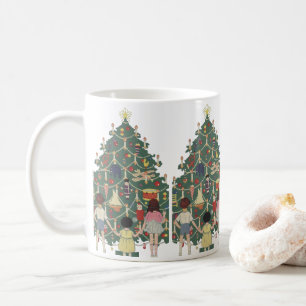 Vintage Christmas Children Around a Decorated Tree Coffee Mug