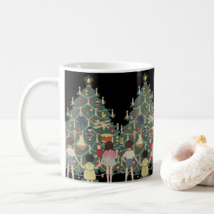 Vintage Christmas Children Around a Decorated Tree Coffee Mug