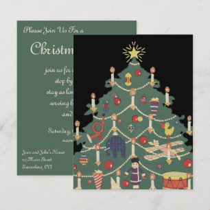 Vintage Christmas Children Around a Decorated Tree Invitation