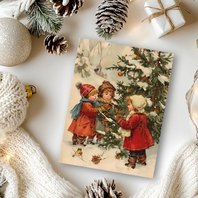 Vintage Christmas Children around tree Postcard (Creator Uploaded)