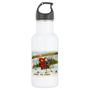 Vintage Christmas Children Looking For Santa 532 Ml Water Bottle