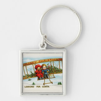 Vintage Christmas Children Looking For Santa Key Ring